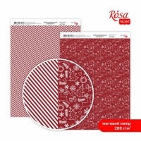 Бумага дизайнерская двусторонняя матовая „Christmas“ 4, 21х29,7 см, 200 г/м2, ROSA TALENT