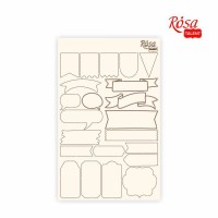 Чіпборд для скрапбукінгу Класичний „Теги“, білий картон, 12,6х20см, ROSA TALENT
