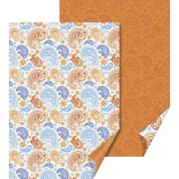 Бумага с рисунком "Пейсли" двусторонняя, Красно-голубая, 21*31 см, 200г/м2, Heyda
