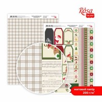Бумага дизайнерская двусторонняя матовая „Christmas“ 8, 21х29,7 см, 200 г/м2, ROSA TALENT