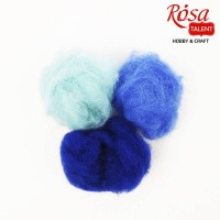 Набор шерсти для валяния кардочес "Синие оттенки" (K6015, K6017, K6005), 3 цв..х10 г, ROSA TALENT