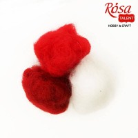 Набор шерсти для валяния кардочес "Красные оттенки" (K1000, K3004, K3014), 3 цв..х10 г, ROSA TALENT