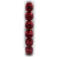 Набір новорічних кульок "JO" /6472-69RD/ тубус "RED" 8см,/6шт.,PVC