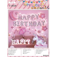 Фотозона із повітряних кульок /T-8939/ "Happy birthday" для дівчинки (1/10)