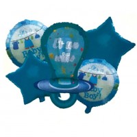 Кулька фольгована "GB" /990421/ набір 5 шт/уп, 15'(40 см) Пустушка синя