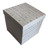 Коробка подарункова "New Year" /GS21452/ біла/сріб. /14x14x13,5cm/10x10x9,5cm