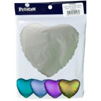 Кулька фольгована "Pelican" /833632/ 18' (45 см) серце, сатин срібло 5шт/уп