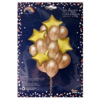 Набір з 16 кульок "Pelican" /K-521gold/ 4 фольгованих 18" 45 см, 12 латексних 12" 30,5 см , золото