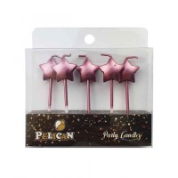 Набір свічок для торту "Pelican" /868703/ "ЗІРОЧКА", рожеве ЗОЛОТО 5шт/уп (1/12)