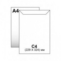 Пакет-конверт паперовий С4 відривна стрічка /4040_25/ 229*324мм білий (уп.25шт/250)