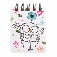 Блокнот А7/100 == подвійна спіраль "YES" /681824/ "Sketch animal. Owl", пласт. кишеня (1/25/50)