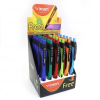 Ручка масляна автомат "Vinson" /1008/ "Free" 1мм, синя, soft-touch, mix (36/1440)