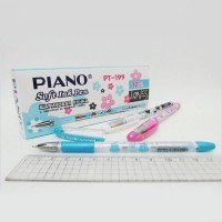 Ручка масляна "PIANO" PT-199 "Loves" синя "Квіточки" (12/144)
