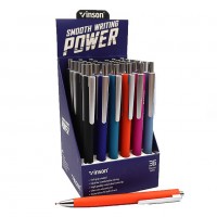 Ручка масляна автомат "Vinson" /N70/ "Power" 0,7мм, синя, soft touch, mix (36/1440)