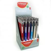 Ручка масляна автомат "Vinson" /7631/ "Premier" 0,7мм, синя, мет. корпус, mix (36/1440)
