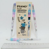 Ручка масляна "PIANO" PT-173 "Dizain" синя "Квіточки у вазі" (12/144)