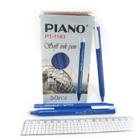 Ручка масляна автомат "PIANO" PT-1163-C синя, прозора (50)