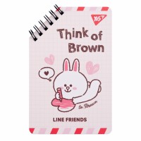 Блокнот 95х145/60 подвійна спіраль "YES" /151755/ "Line Friends" Think of Brown (1/30/60)
