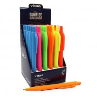Ручка масляна автомат "Vinson" /P12C/ "Sunrise" 0,7мм, синя, soft-touch, кол. трикут корп, mix (36/1440)