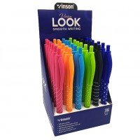 Ручка масляна автомат "Vinson" /3202/ "Look" 0,7мм, синя, soft-touch, mix (36/1440)