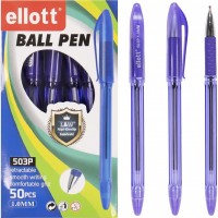 Ручка кулькова "Ellott" /503P/ фіолетова, 1мм, проз. корп., гріп (50)