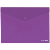 Папка-конверт на кнопці А4 "ECONOMIX" /E31301-12/ прозора, глянець, Фіолетова (12/120)