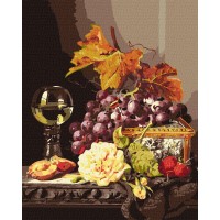 Картина за номерами "Ідейка" /KHO5668/ "Натюрморт з фруктами та трояндою" 40*50см