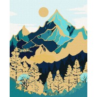 Картина за номерами "Ідейка" /KHO5102/ "Гірський ландшафт з фарбами металiк extra" 40*50см
