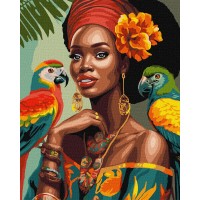 Картина за номерами "Ідейка" /KHO8330/ "Африканська модниця" 40*50см