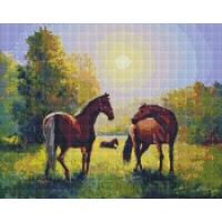 Алмазна мозаїка "Ідейка" /AMO7643/ "Родина конячок" 40*50см