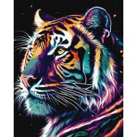 Картина за номерами "Ідейка" /KHO6527/ "Фантастичний тигр з фарбами металiк extra" 40*50см