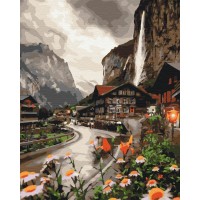 Картина за номерами "Brushme" /BS36527/ "Містечко в Швейцарії" 40*50см