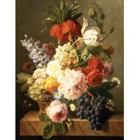 Алмазна мозаїка "Go to art" /189688/ "Натюрморт квіти та фрукти" 40*50 см на підрамнику