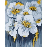 Картина за номерами "SANTI" /954523/ "Блакитні квіти у золоті" 40*50 см фарби металік