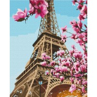 Картина за номерами "Brushme" /BS52836/ "Сакура в Парижі" 40*50см