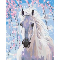 Картина за номерами "Brushme" /BS8528/ "Кінь в квітах сакури" 40*50см