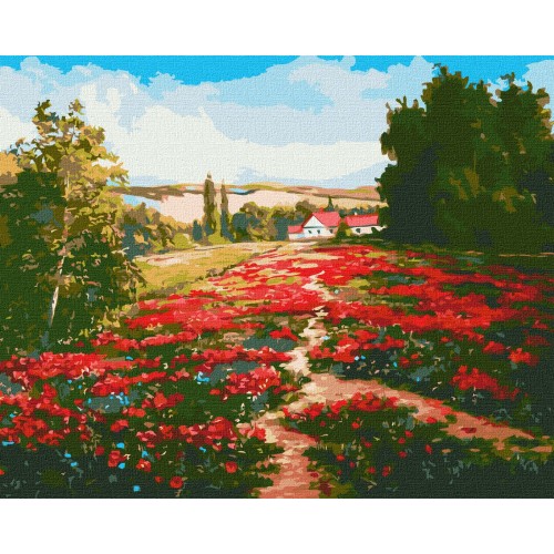 Картина за номерами "Ідейка" /KHO2868/ "Макове поле" 40*50см - Kanc Kyiv для вас
