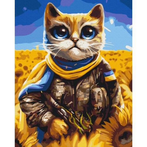 Картина за номерами "Brushme" /BS53463/ "Котик Герой" 40*50см - Kanc Kyiv для вас