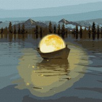 Картина по номерам "Идейка" /KHO5031/ "Лунная лодка с красками металик" 50*50см
