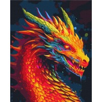 Картина за номерами "Brushme" /BS53744/ "Неоновий дракон" мetalic/флуоресцентні 40*50см