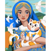 Картина за номерами "SANTI" /954504/ "Українка з котиком" 40*50 см