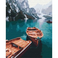 Картина за номерами "Brushme" /BS51602/ "Човни на альпійському озері" 40*50см