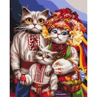 Картина за номерами "Brushme" /BS53737/ "Сім'я котиків-гуцулів" 40*50см