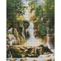 Алмазна мозаїка "Ідейка" /AMO7275/ "Пейзаж із водоспадом" 40*50см