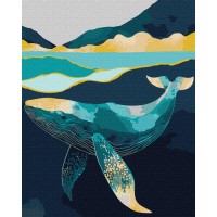 Картина за номерами "Ідейка" /KHO6522/ "Витончений кит з фарбами металiк extra" 40*50см