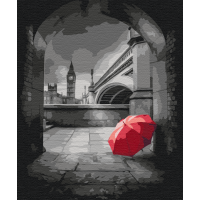 Картина за номерами "Brushme" /BS32893/ "Червона парасолька під Біг-Беном" 40*50см