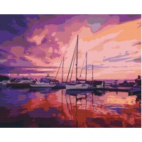 Картина за номерами "Brushme" /BS52644/ "Рожевий світанок в яхтклубі" 40*50см