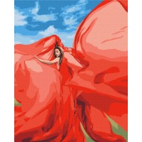 Картина за номерами "Brushme" /BS37565/ "Жінка в червоному" 40*50см