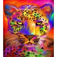 Алмазна мозаїка "Go to art" /188653/ "Райдужний леопард" 21*25 см на картоні 5D