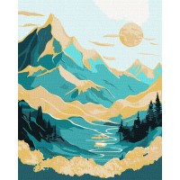 Картина за номерами "Ідейка" /KHO5105/ "Схід сонця в горах з фарбами металiк extra" 40*50см